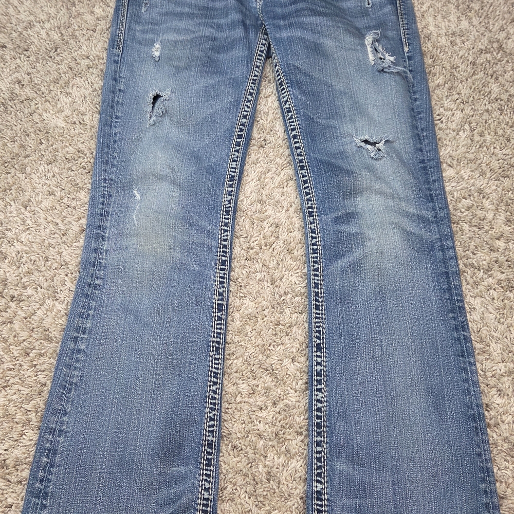 Silver Jeans‎ Co Aiko Low Bootcut Thick Stitch Distressed W31 L33 Tall Y2K Rodeo